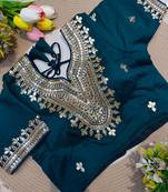 Teal blue gotta patti party wear blouse