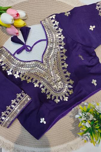 Purple gotta patti party wear blouse