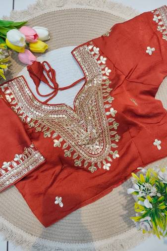 Orange gotta patti party wear blouse