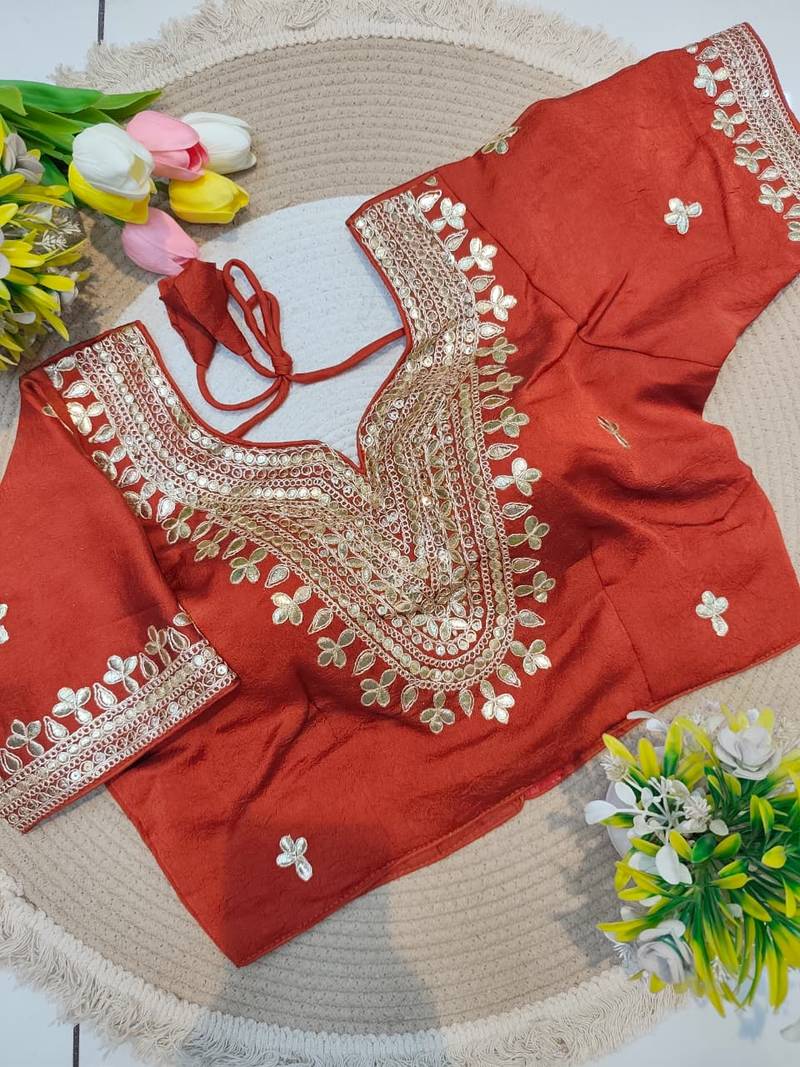 Orange gotta patti party wear blouse