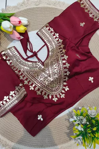Wine gotta patti party wear blouse
