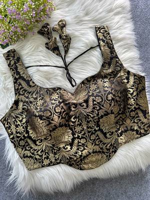 Black heavy banarasi corset style blouse 2