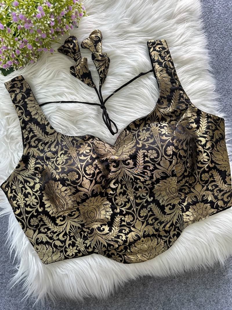 Black heavy banarasi corset style blouse