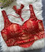 Red heavy banarasi corset style blouse
