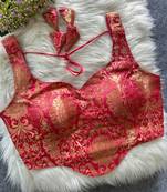 Rani pink heavy banarasi corset style blouse