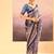 Midnight blue embroidered tissue saree set
