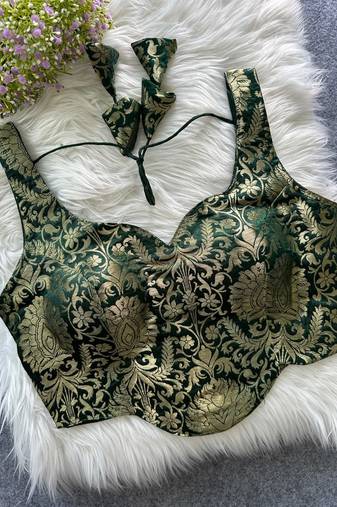 Green heavy banarasi corset style blouse