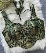 Green heavy banarasi corset style blouse