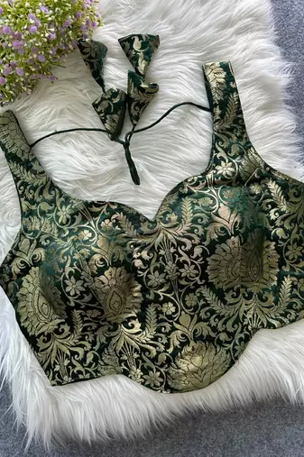 Green heavy banarasi corset style blouse