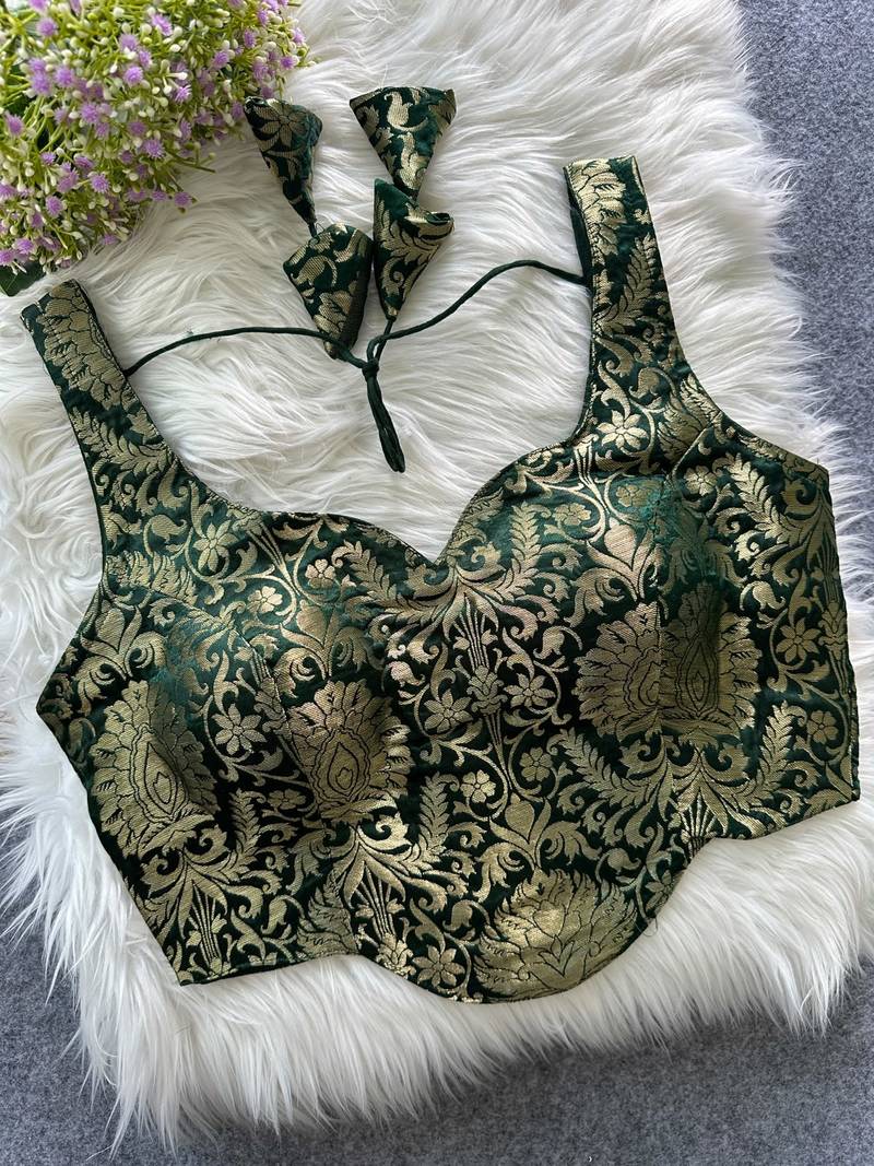 Green heavy banarasi corset style blouse