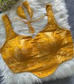 Yellow heavy banarasi corset style blouse