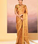 Classic gold embroidered tissue saree set