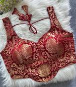 Maroon heavy banarasi corset style blouse