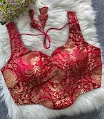 Red heavy banarasi corset style blouse