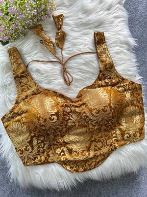Copper heavy banarasi corset style blouse 1