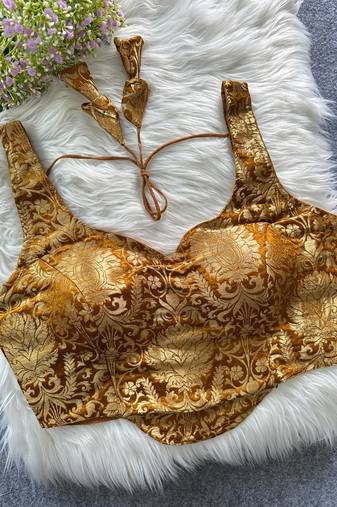 Copper heavy banarasi corset style blouse