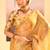 Golden yellow embroidered tissue saree set