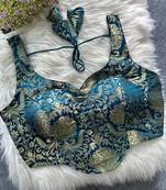 Blue heavy banarasi corset style blouse