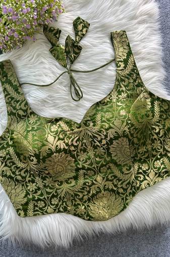 Olive heavy banarasi corset style blouse
