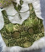 Olive heavy banarasi corset style blouse