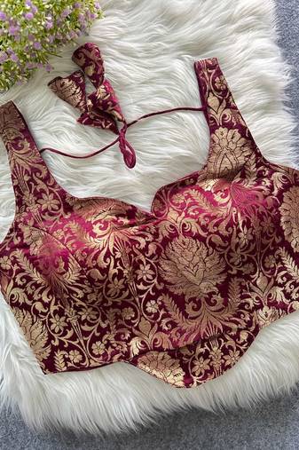 Magenta heavy banarasi corset style blouse