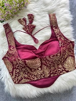 Magenta heavy banarasi corset style blouse 2