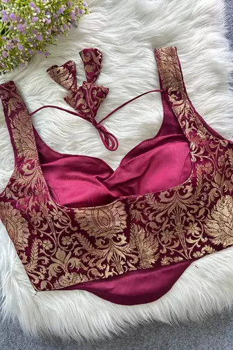 Magenta heavy banarasi corset style blouse