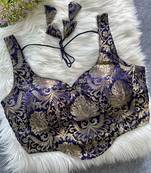 Navy blue heavy banarasi corset style blouse