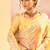 Yellow embroidered tissue saree set