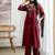 Maroon geometric print cotton ethnic kurta set with dupatta