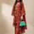 Maroon floral print cotton ethnic kurta set with dupatta