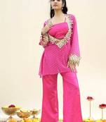 Pink bandhej pure georgette casual kurta set for women