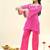 Pink bandhej pure georgette casual kurta set for women