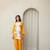Yellow floral print crepe co-ord set for women