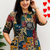 Multicolor geometric print cotton casual kurta set for women
