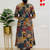 Multicolor geometric print cotton casual kurta set for women