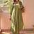 Green stripes print pure cotton casual kurta set for women
