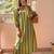 Green stripes print pure cotton casual kurta set for women