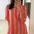 Pink stripes print pure cotton casual kurta set for women