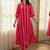 Red stripes print pure cotton casual kurta set for women