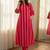 Red stripes print pure cotton casual kurta set for women