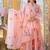 Peach floral printed chanderi cotton anarkali style lehenga set with printed dupatta for women