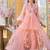 Peach floral printed chanderi cotton anarkali style lehenga set with printed dupatta for women
