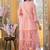 Peach floral printed chanderi cotton anarkali style lehenga set with printed dupatta for women