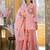Peach floral printed chanderi cotton anarkali style lehenga set with printed dupatta for women