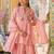 Peach floral printed chanderi cotton anarkali style lehenga set with printed dupatta for women