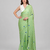 Green printed satin saree with blouse
