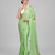 Green printed satin saree with blouse