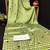 Green printed satin saree with blouse