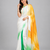 White printed satin saree with blouse